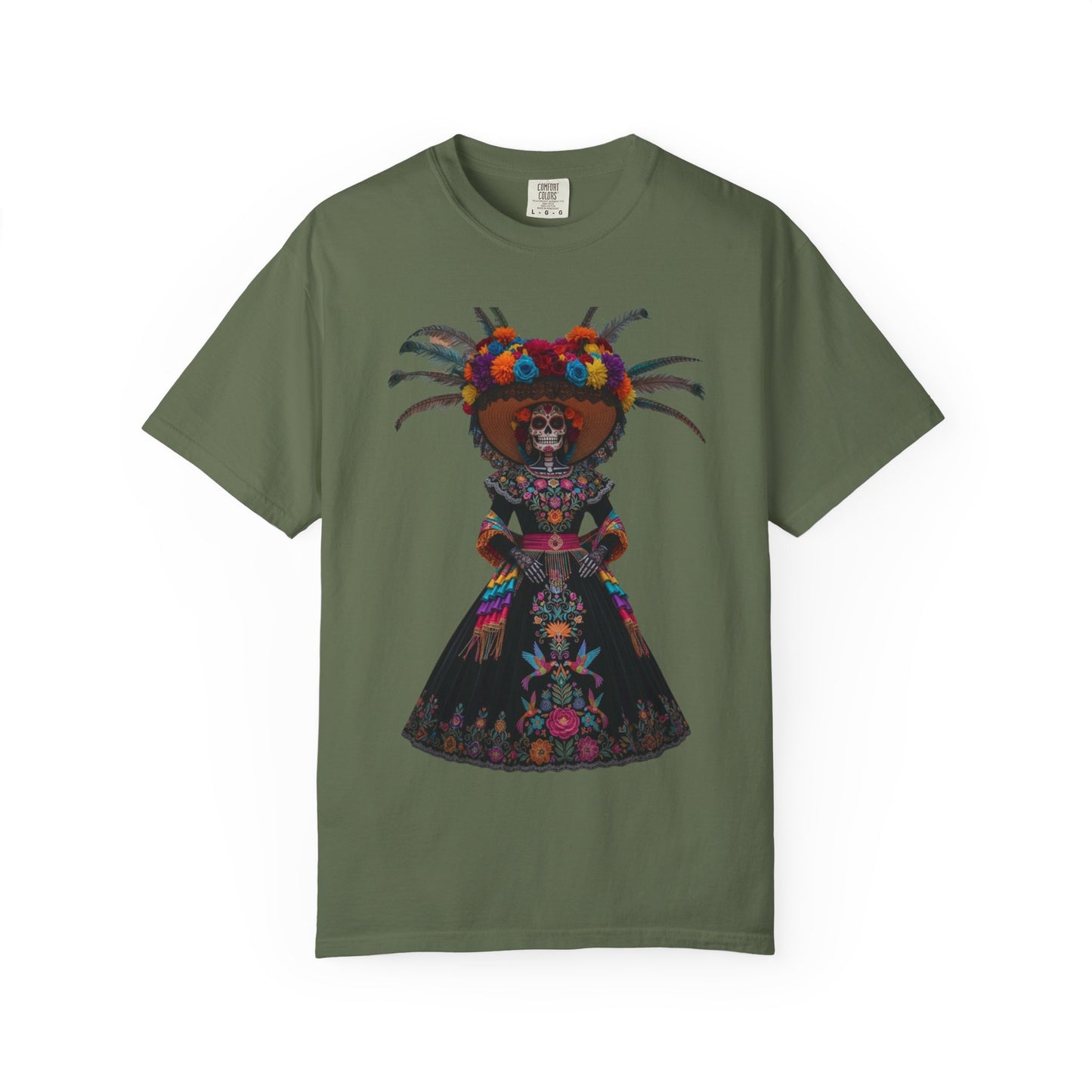 Colorful Dia de los Muertos T-Shirt, Unisex Garment-Dyed Tee, Casual Festival Wear, Halloween Decor, Cultural Celebration Top