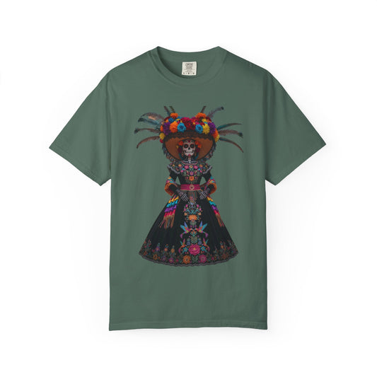 Colorful Dia de los Muertos T-Shirt, Unisex Garment-Dyed Tee, Casual Festival Wear, Halloween Decor, Cultural Celebration Top