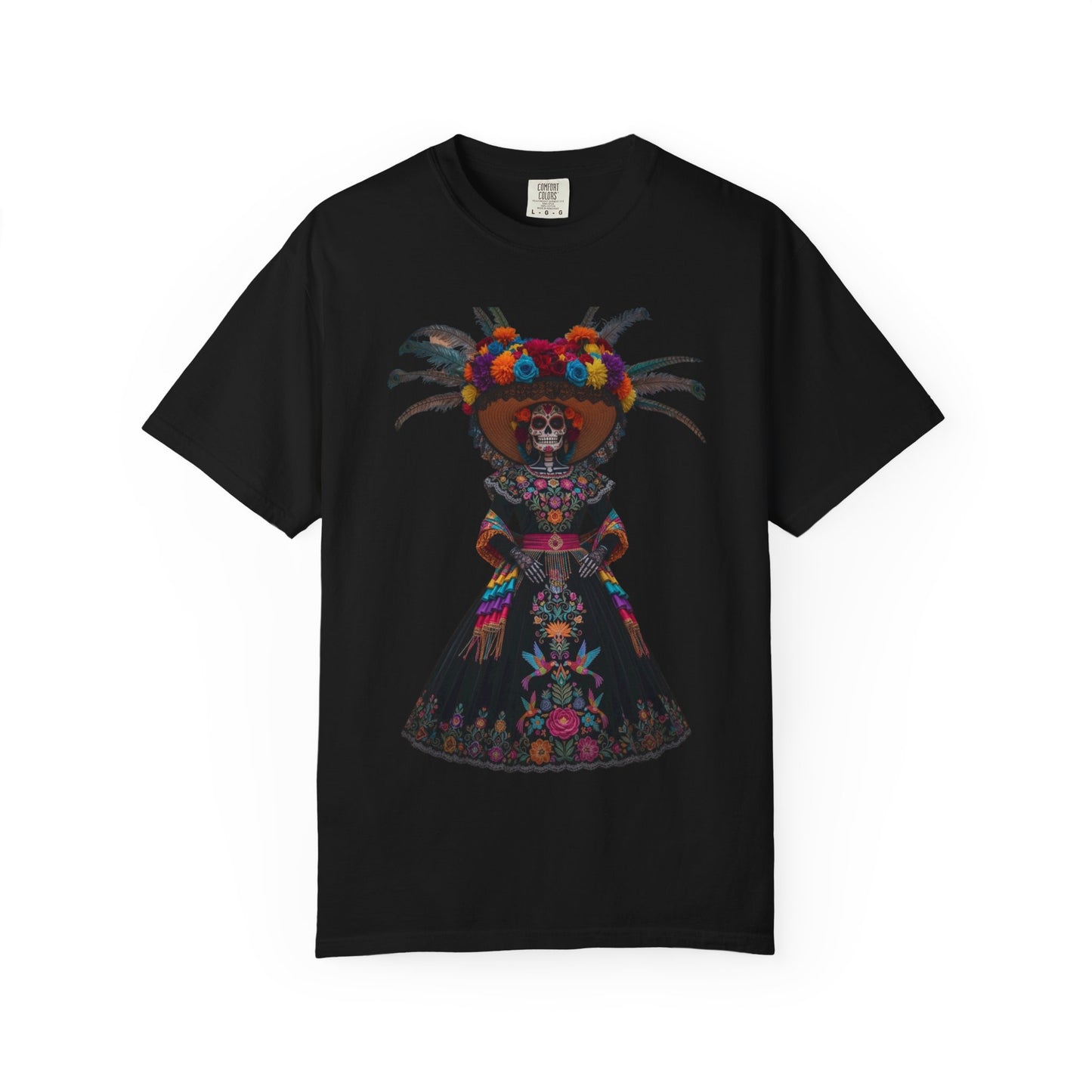 Colorful Dia de los Muertos T-Shirt, Unisex Garment-Dyed Tee, Casual Festival Wear, Halloween Decor, Cultural Celebration Top