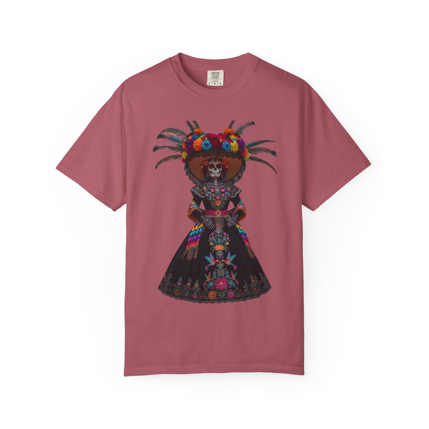 Colorful Dia de los Muertos T-Shirt, Unisex Garment-Dyed Tee, Casual Festival Wear, Halloween Decor, Cultural Celebration Top