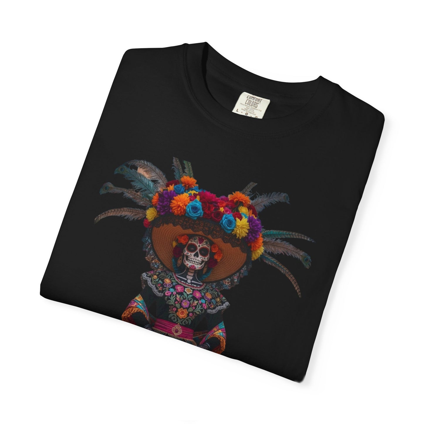 Colorful Dia de los Muertos T-Shirt, Unisex Garment-Dyed Tee, Casual Festival Wear, Halloween Decor, Cultural Celebration Top