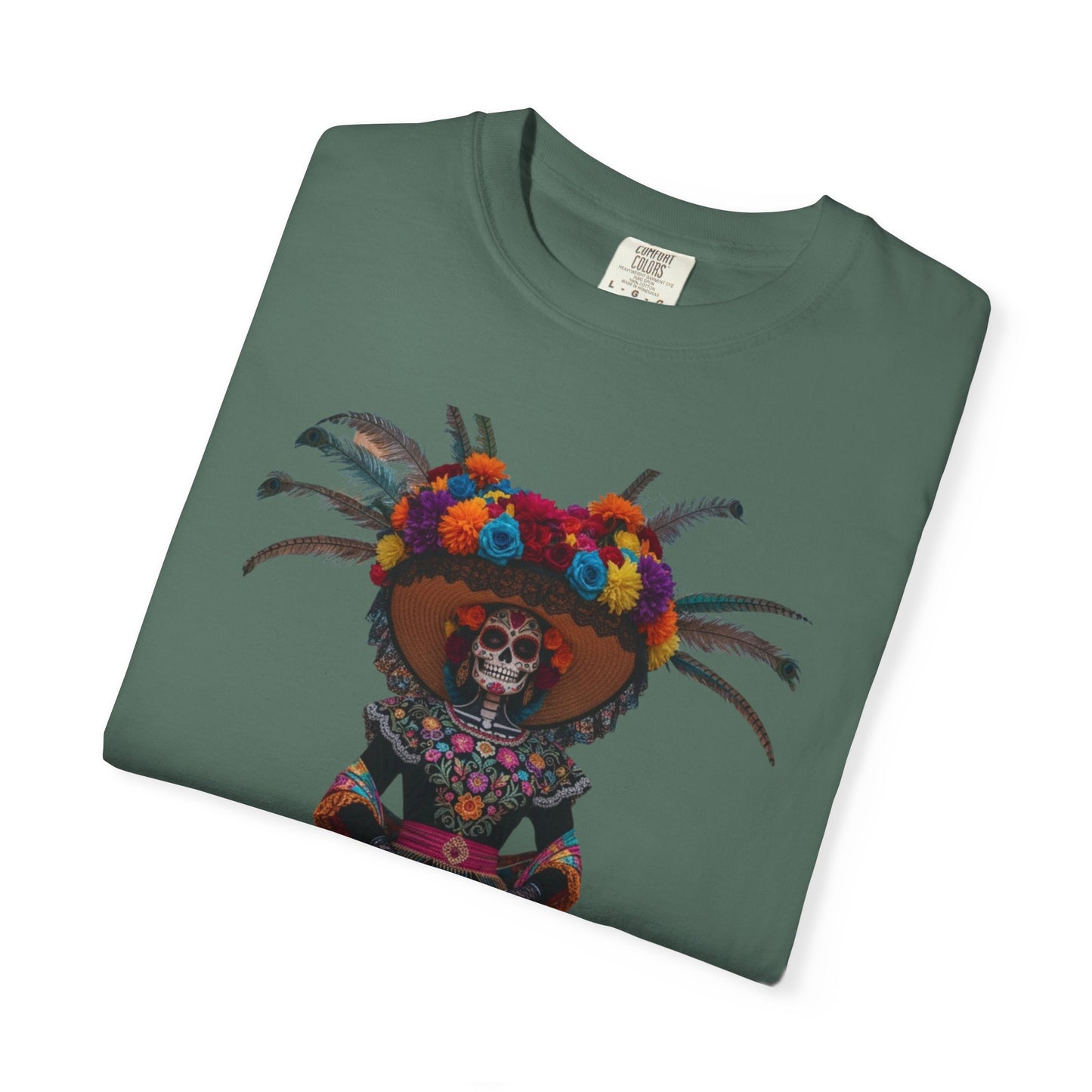 Colorful Dia de los Muertos T-Shirt, Unisex Garment-Dyed Tee, Casual Festival Wear, Halloween Decor, Cultural Celebration Top