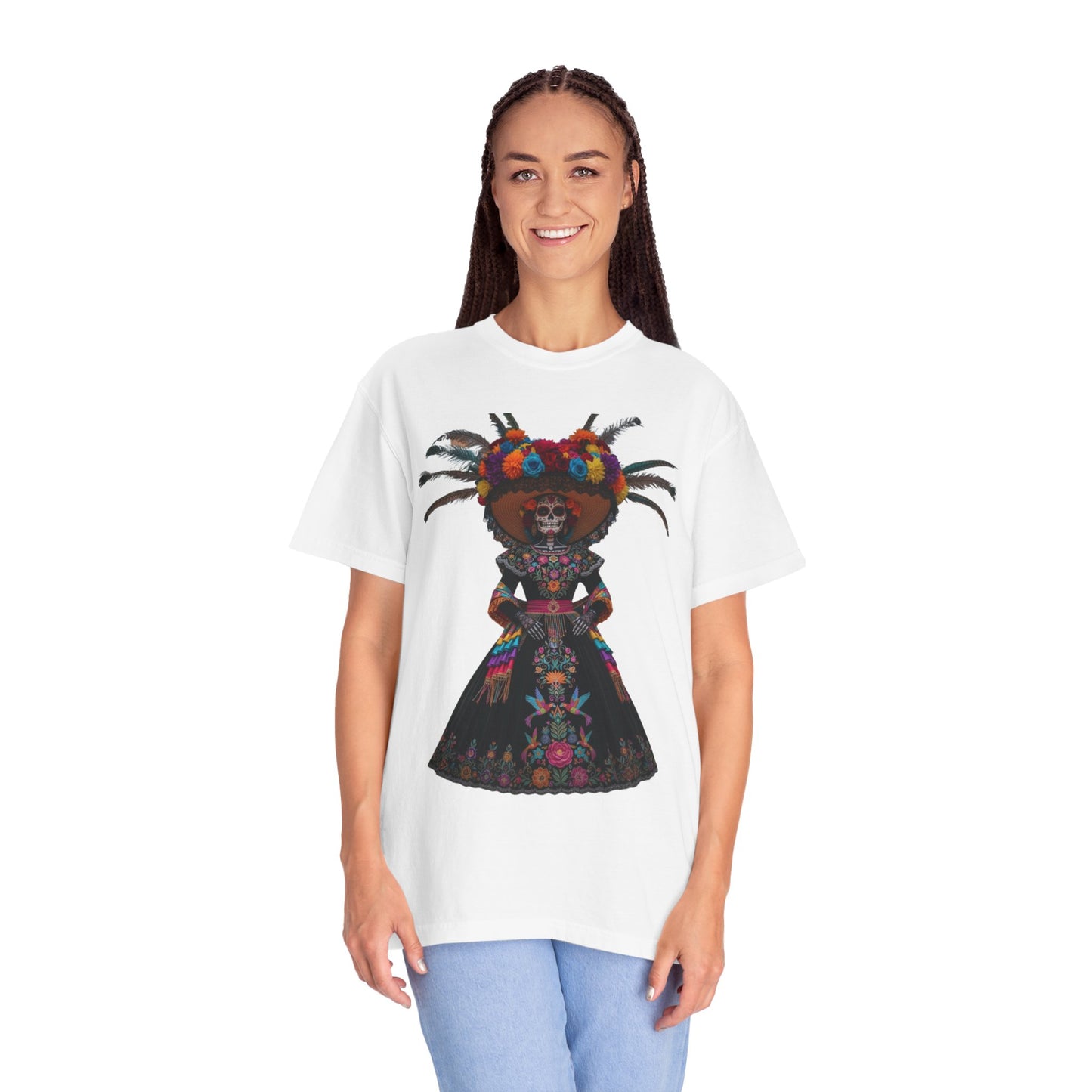 Colorful Dia de los Muertos T-Shirt, Unisex Garment-Dyed Tee, Casual Festival Wear, Halloween Decor, Cultural Celebration Top