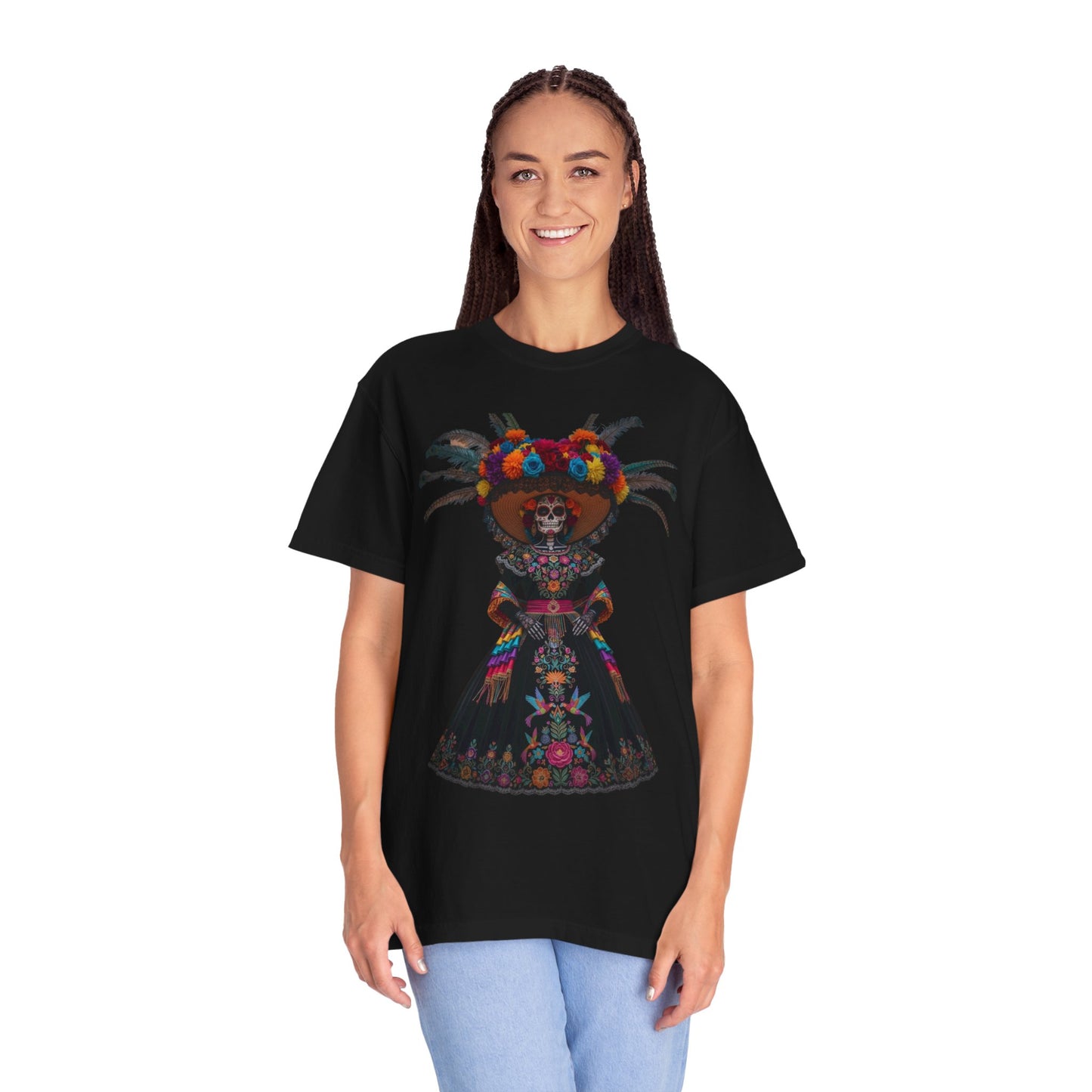 Colorful Dia de los Muertos T-Shirt, Unisex Garment-Dyed Tee, Casual Festival Wear, Halloween Decor, Cultural Celebration Top