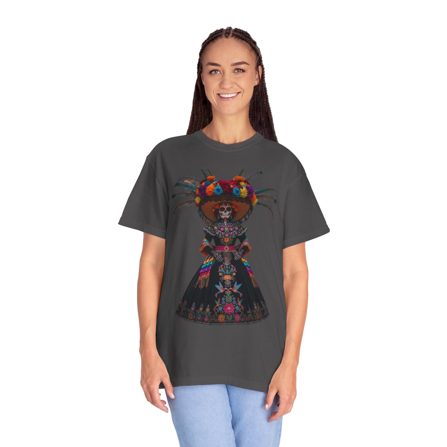 Colorful Dia de los Muertos T-Shirt, Unisex Garment-Dyed Tee, Casual Festival Wear, Halloween Decor, Cultural Celebration Top