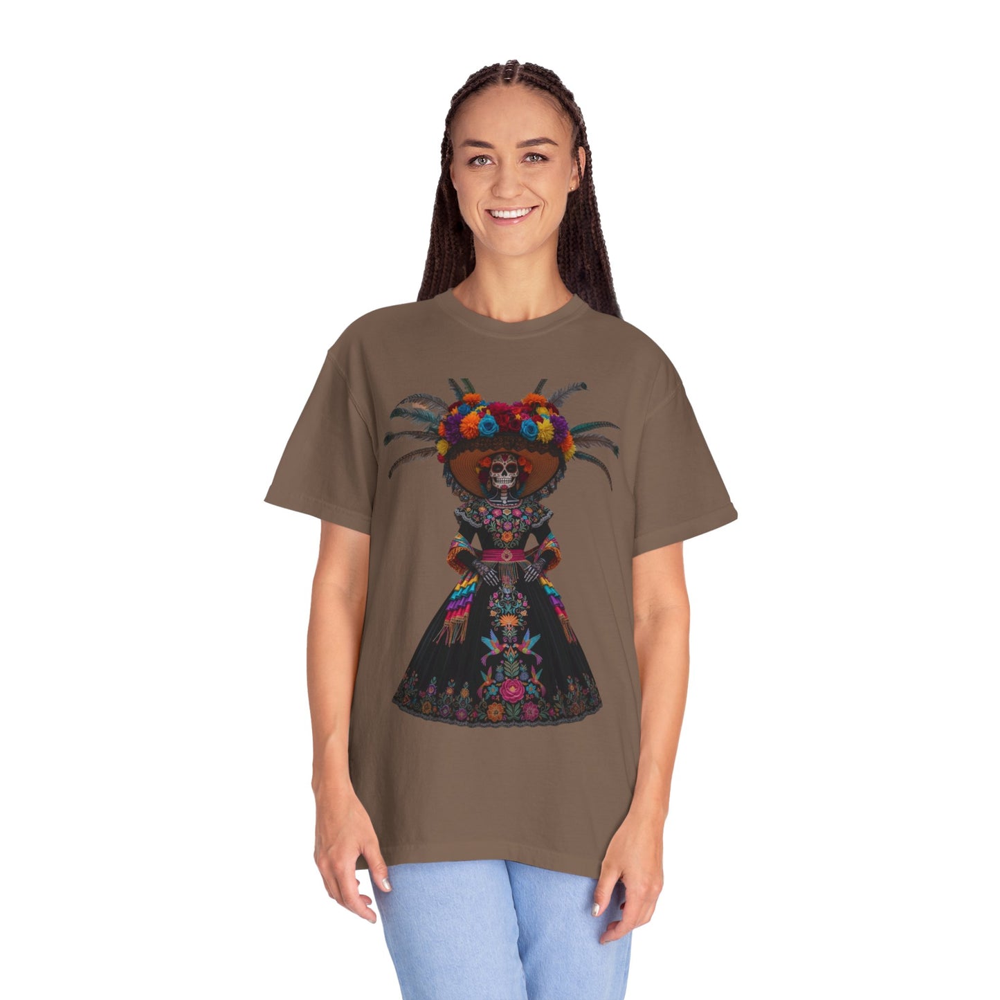 Colorful Dia de los Muertos T-Shirt, Unisex Garment-Dyed Tee, Casual Festival Wear, Halloween Decor, Cultural Celebration Top