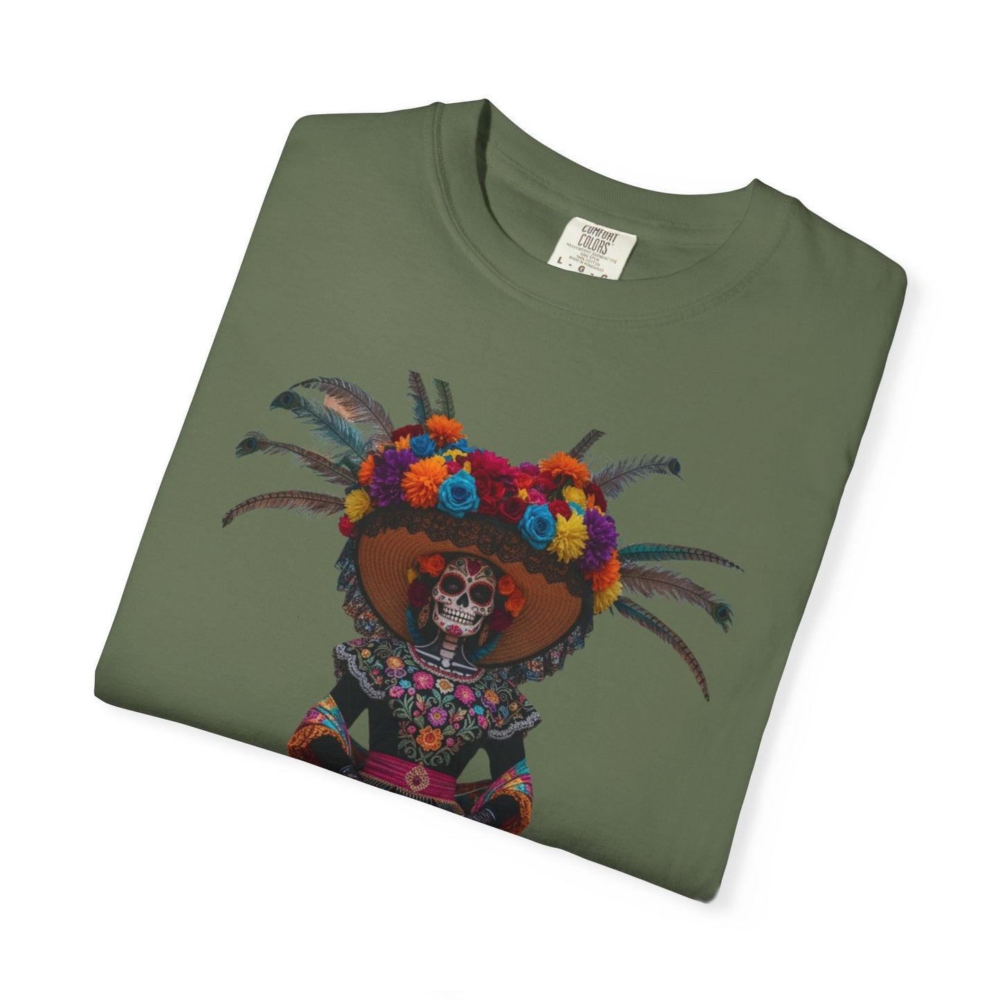 Colorful Dia de los Muertos T-Shirt, Unisex Garment-Dyed Tee, Casual Festival Wear, Halloween Decor, Cultural Celebration Top