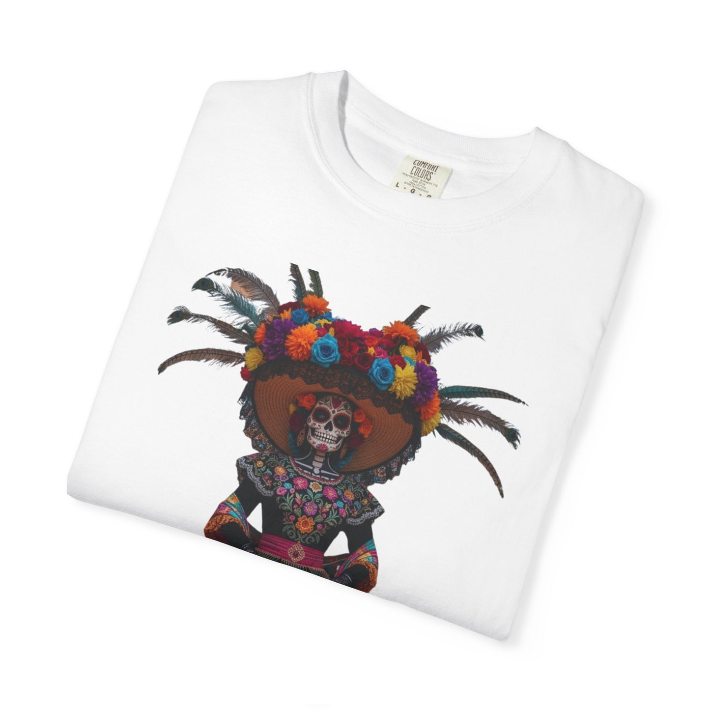 Colorful Dia de los Muertos T-Shirt, Unisex Garment-Dyed Tee, Casual Festival Wear, Halloween Decor, Cultural Celebration Top