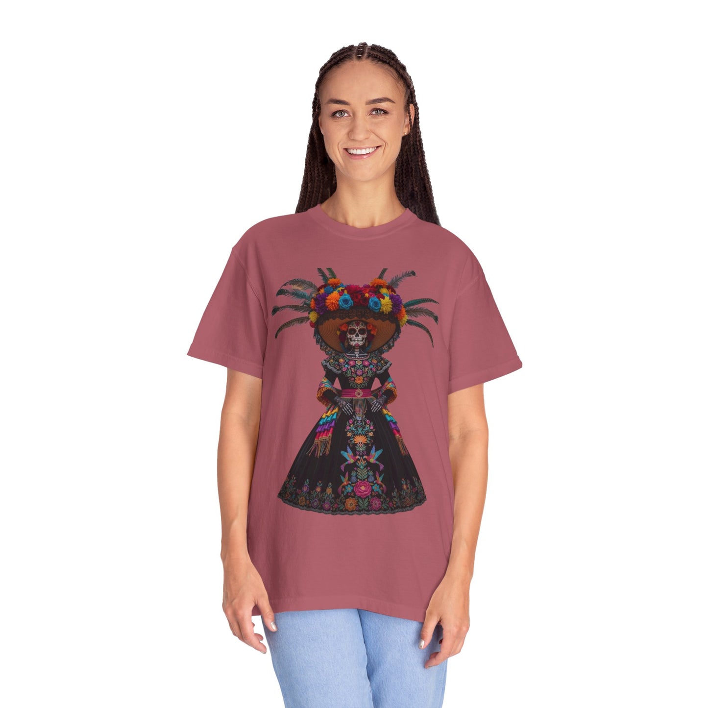 Colorful Dia de los Muertos T-Shirt, Unisex Garment-Dyed Tee, Casual Festival Wear, Halloween Decor, Cultural Celebration Top