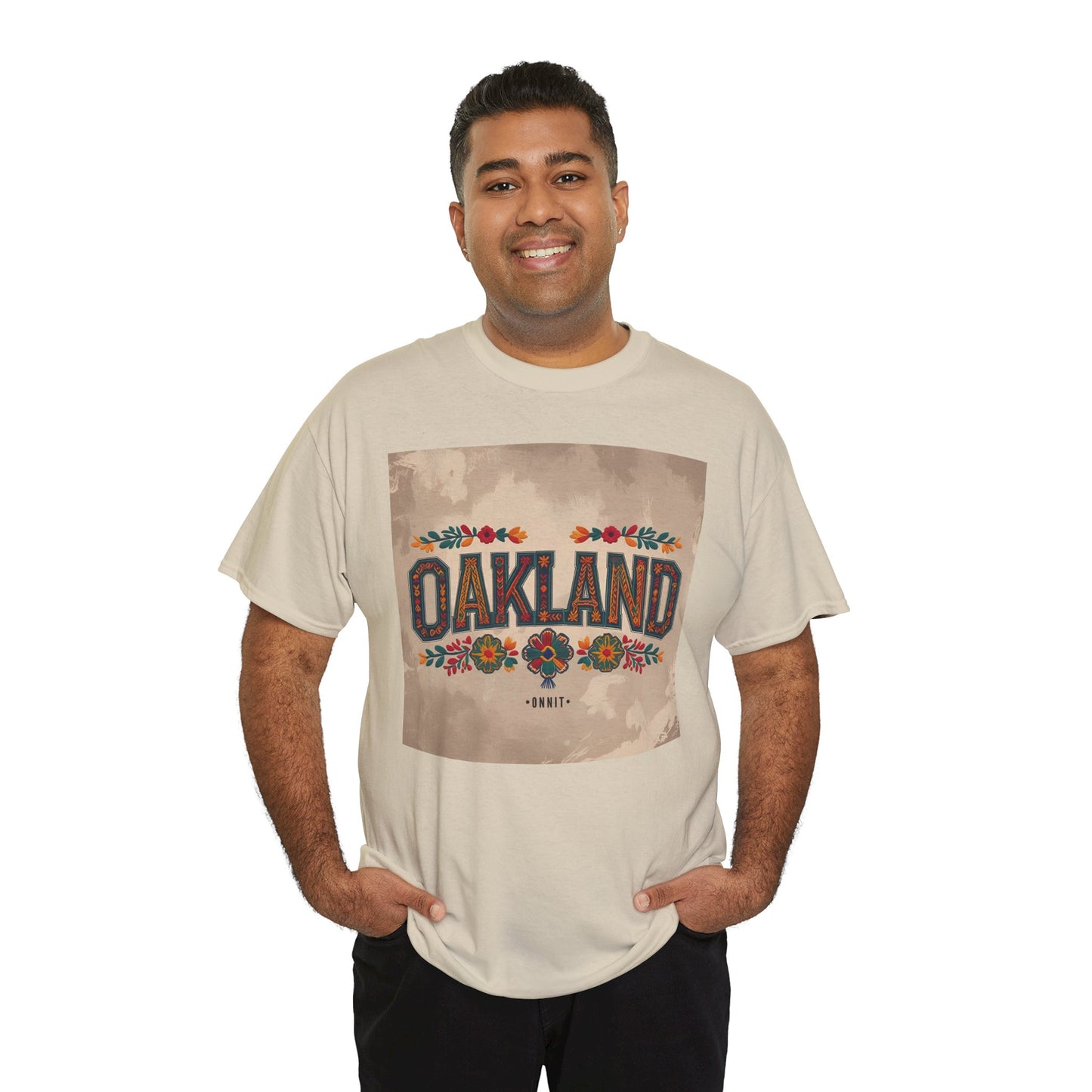 Sobre Todo - Oakland Floral Unisex Heavy Cotton Tee, Vintage Style Shirt, Casual Wear, Local Pride Apparel