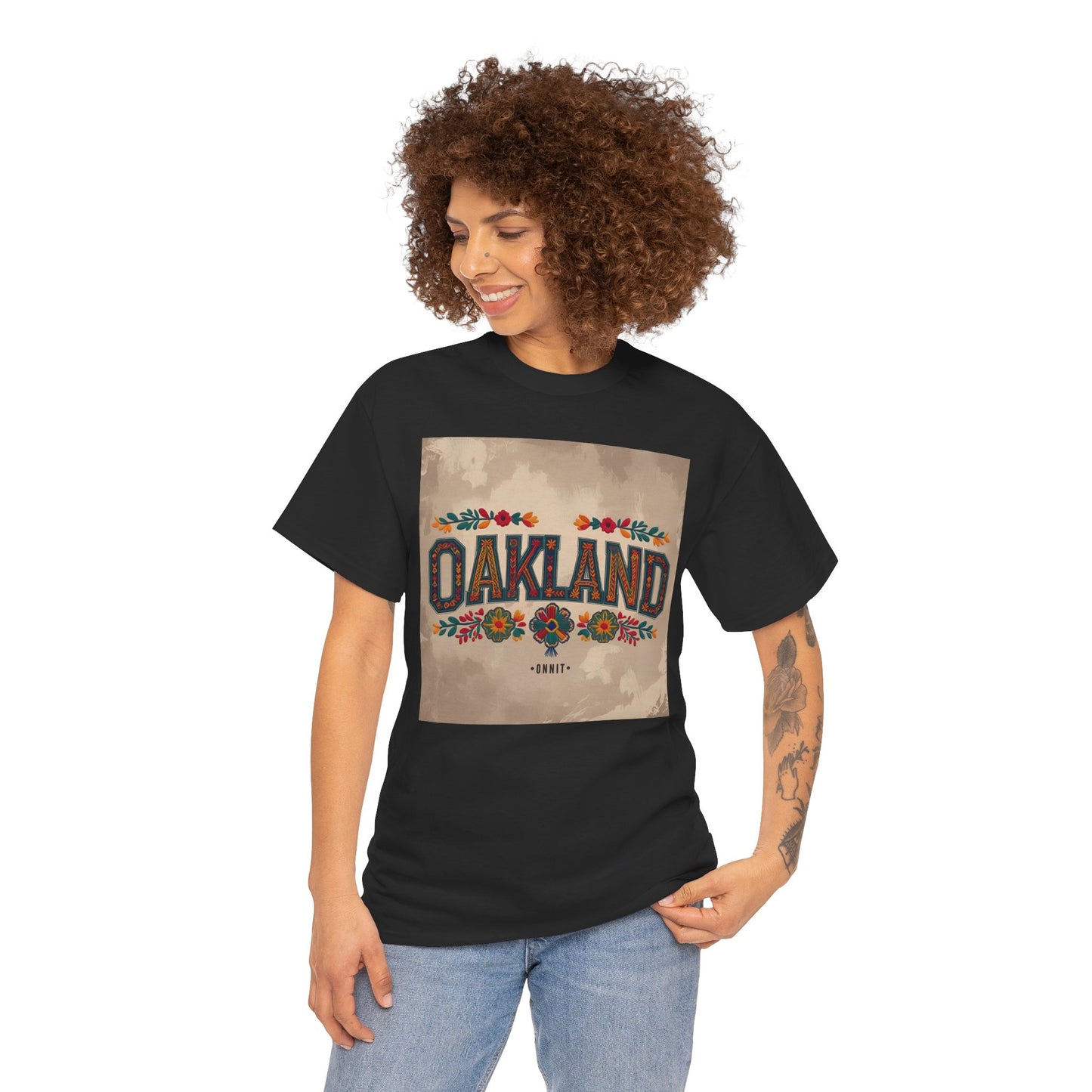 Sobre Todo - Oakland Floral Unisex Heavy Cotton Tee, Vintage Style Shirt, Casual Wear, Local Pride Apparel