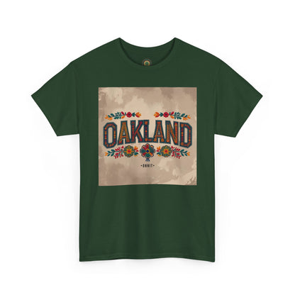 Sobre Todo - Oakland Floral Unisex Heavy Cotton Tee, Vintage Style Shirt, Casual Wear, Local Pride Apparel