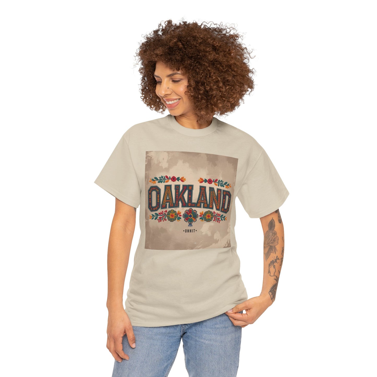 Sobre Todo - Oakland Floral Unisex Heavy Cotton Tee, Vintage Style Shirt, Casual Wear, Local Pride Apparel
