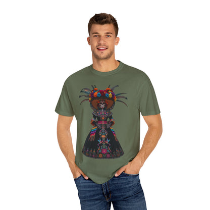 Colorful Dia de los Muertos T-Shirt, Unisex Garment-Dyed Tee, Casual Festival Wear, Halloween Decor, Cultural Celebration Top