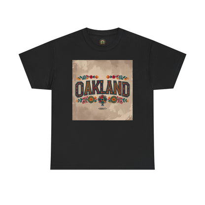 Sobre Todo - Oakland Floral Unisex Heavy Cotton Tee, Vintage Style Shirt, Casual Wear, Local Pride Apparel