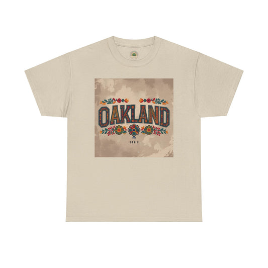 Sobre Todo - Oakland Floral Unisex Heavy Cotton Tee, Vintage Style Shirt, Casual Wear, Local Pride Apparel