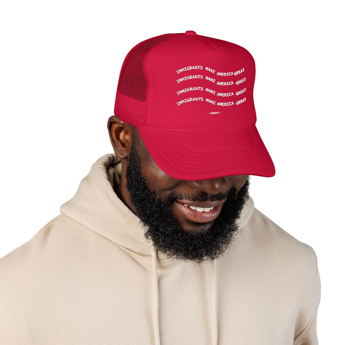 •ONNIT• Embroidered Immigrants Make America Great | Trucker Hat