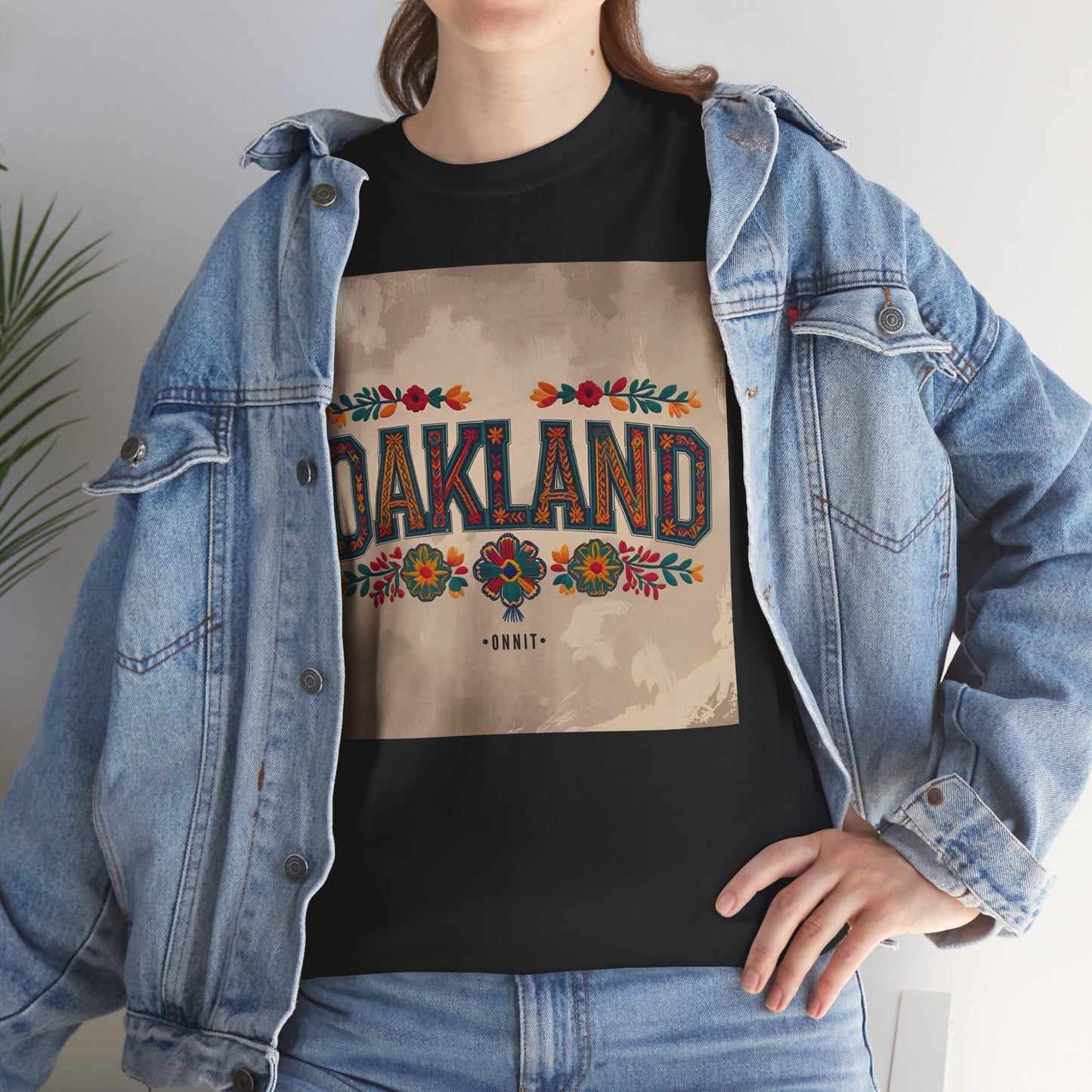 Sobre Todo - Oakland Floral Unisex Heavy Cotton Tee, Vintage Style Shirt, Casual Wear, Local Pride Apparel
