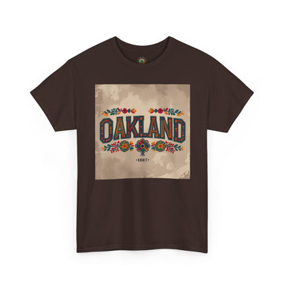 Sobre Todo - Oakland Floral Unisex Heavy Cotton Tee, Vintage Style Shirt, Casual Wear, Local Pride Apparel