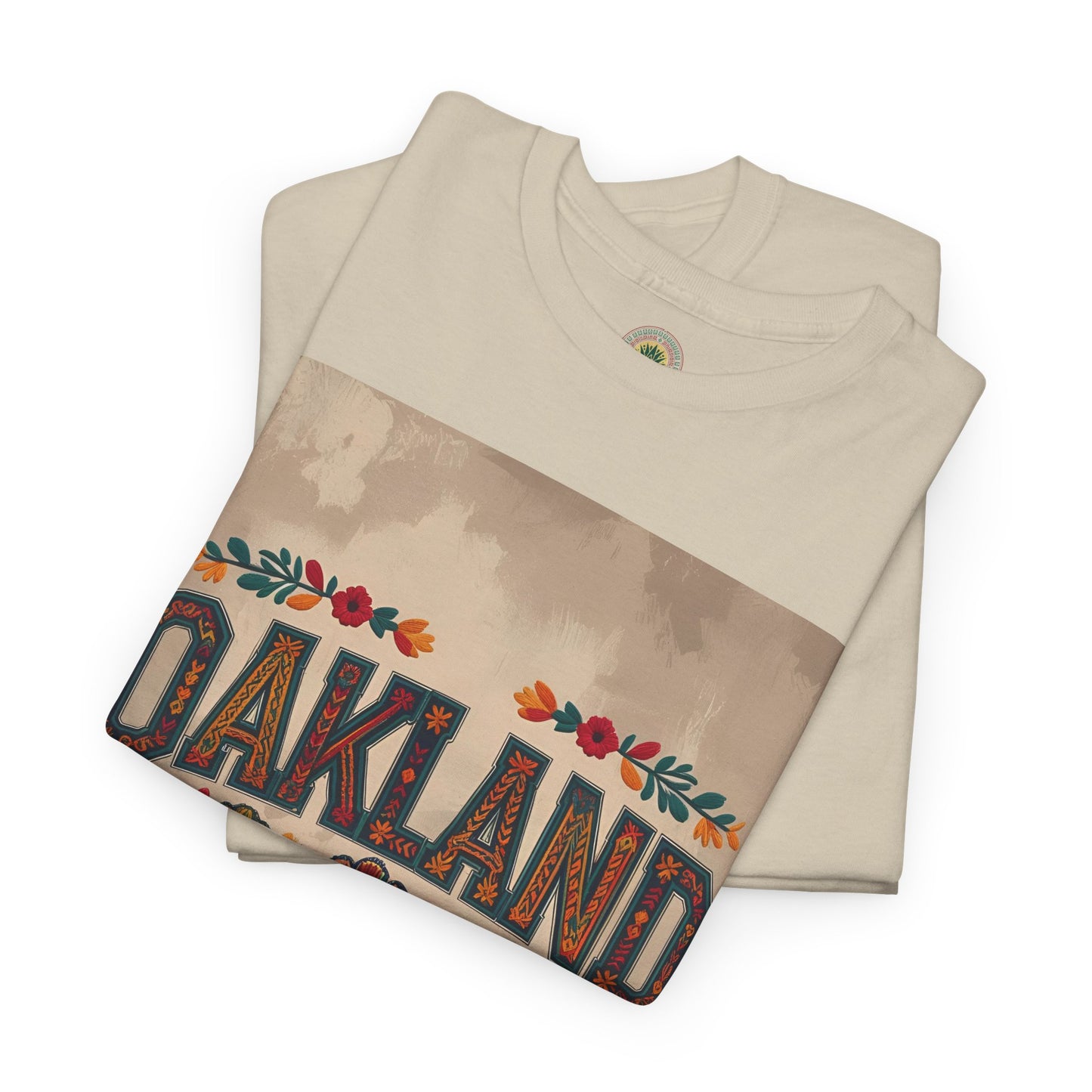 Sobre Todo - Oakland Floral Unisex Heavy Cotton Tee, Vintage Style Shirt, Casual Wear, Local Pride Apparel
