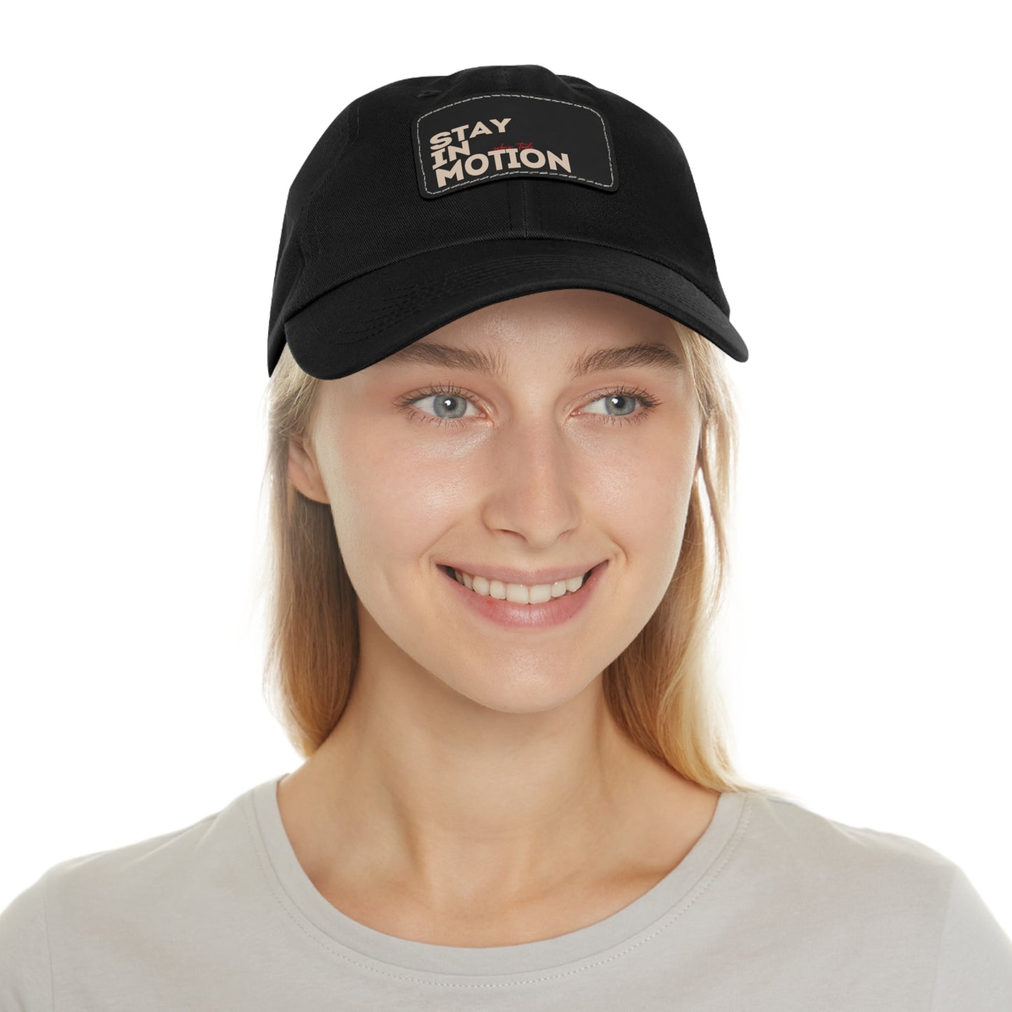 Stay in Motion – Bold Streetwear Snapback Hat| Stay in Motion Dad Hat | Leather Patch |