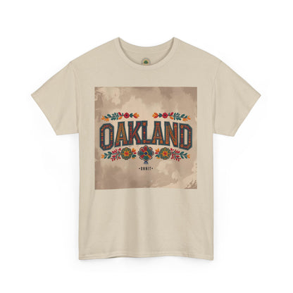 Sobre Todo - Oakland Floral Unisex Heavy Cotton Tee, Vintage Style Shirt, Casual Wear, Local Pride Apparel