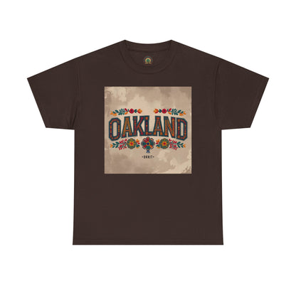 Sobre Todo - Oakland Floral Unisex Heavy Cotton Tee, Vintage Style Shirt, Casual Wear, Local Pride Apparel