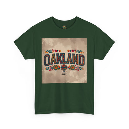 Sobre Todo - Oakland Floral Unisex Heavy Cotton Tee, Vintage Style Shirt, Casual Wear, Local Pride Apparel