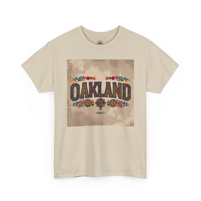 Sobre Todo - Oakland Floral Unisex Heavy Cotton Tee, Vintage Style Shirt, Casual Wear, Local Pride Apparel