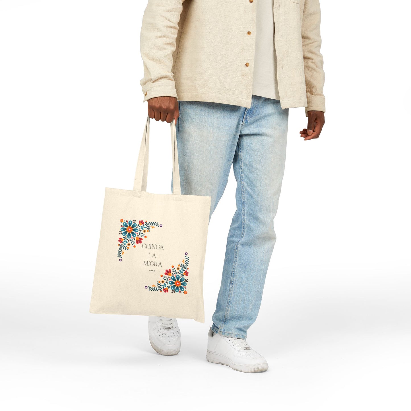 •ONNIT• - Chingá La Migra Chingá Tú Migra - Cotton Tote Bag | Eco-Friendly Everyday Carry, Gift for Activists, Market Bag, Beach Tote, Reusable Shopping Bag